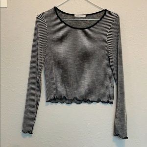 Black and white striped crop